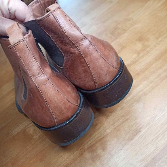 METROPOLITAN VIEW Men Dress Boots Size 13 Brown Italian Leather Slip On - Picture 10 of 11